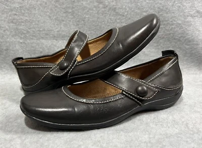 Brown Leather Mary Jane Shoes Florie Naturalizer Button Stitch Work Womans Sz 7M - Image 1 of 4