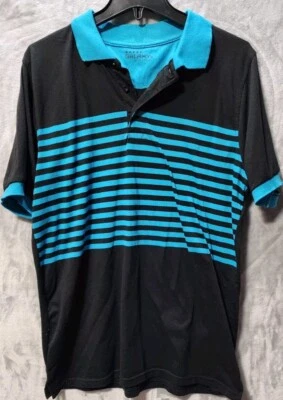 Camisa polo de golf Galaxy By Harvic para hombre manga corta negra azul L años 90 clásica Y2K Foto 1 de 4
