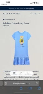POLO Ralph Lauren Girls Spring Polo Bear "Better Cotton" Dress Dropped Waist - Picture 1 of 5