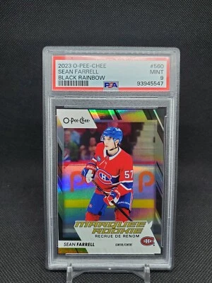 2023-24 O-Pee-Chee Sean Farrell 560 Black Rainbow Marquee Rookie /100 PSA 9 - Image 1 of 2