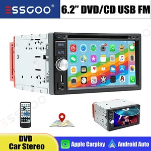 6.2" Double 2 Din Car Stereo DVD/CD Player Touch Screen Bluetooth Radio AUX USB - Picture 1 of 16