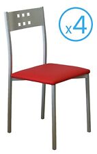 Pack 4 sillas cocina color rojo Costa estilo contemporaneo pata metal 86x47x41