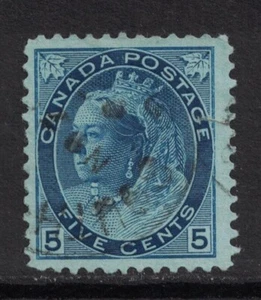 Canada: Scott 79- Used, tear- 5c Queen Victoria "Numeral" Issue- 1898-1902 - Picture 1 of 2