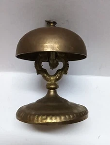 Vintage Hotel Front Desk Counter Service Solid Brass Gold Tone Bell 4" - Picture 1 of 6
