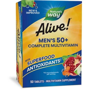  Alive! Men's 50+ Complete Multivitamin Tablets, B-Vitamins, 50 Count - Picture 1 of 7