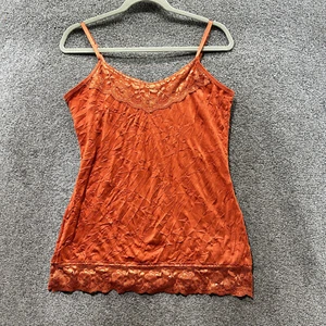 Burnt Orange Spitzenbesatz Crinkle Cami Tank Top Medium Y2k Fee Grunge Boho erdig - Bild 1 von 11