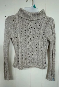 Mudd Girl's Sweater Cable Heavy Knit Long Sleeve Tan White Fleck Size M (10-12) - Picture 1 of 11