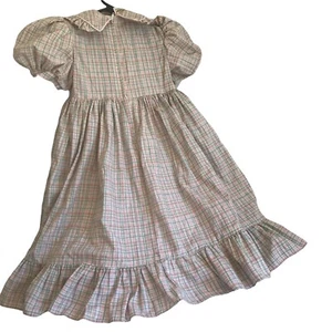 Vintage DAISY KINGDOM Girls Short Sleeve Ivory Plaid Holiday Party Dress, Size 4 - Picture 1 of 10