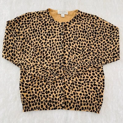 Cárdigan Suéter Casual Corner Annex Mujer Camel Clásico Estampado Leopardo Talla L Foto 1 de 4