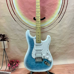 Blue ST electric guitar with maple fretboard and quilted maple top. Fast deliver - Picture 1 of 11