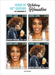 Sierra Leone - 2023 20th Century Icon Whitney Houston - 4 Stamp Sheet SRL230240a - Picture 1 of 1