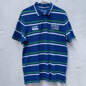 Rugby Shirt World Cup 2011 New Zealand Men Large Blue Stripe Collar Short Sleeve - Picture 1 of 22