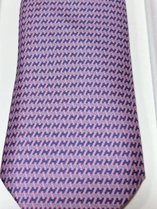 HERMES Necktie Tie Purple all-over pattern 100% Silk made in France J4840 - Picture 1 of 24