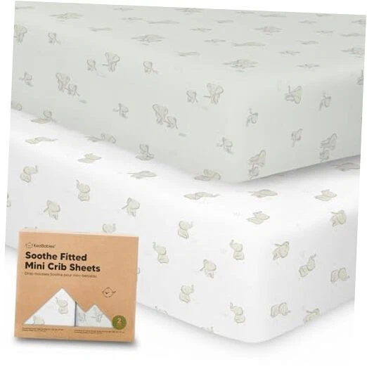 KeaBabies 2-Pack Mini Crib Sheets Fitted - 38x26x5 Elly Design