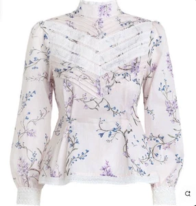 Zimmermann Paradiso Lilac Long Sleeve Floral Top Blouse Size 0 AU 8 Small Luxe - Picture 1 of 15