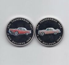 100 guilders 1996 /"USA Thunderbird 1956 1957/" UNC Suriname set of 2 coins
