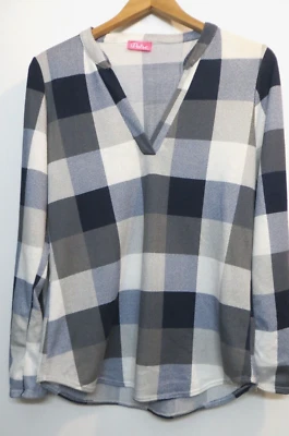 Pulse Suéter Top Mujer Medio Azul Gris Multicolor Cuadros Mangas Convertibles Foto 1 de 4