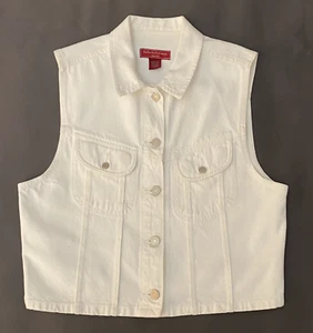 Banana Republic White Denim 100% Cotton Women's Vest Size Large USA EUC - Picture 1 of 7