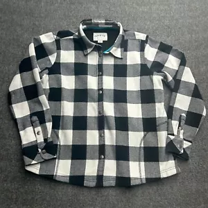 Orvis Womens Jacket XL Buffalo Plaid Black Flannel Fleece Lined Shacket - Picture 1 of 10