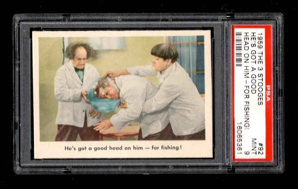 1959 Fleer Three Stooges #92 He's Got A Good Head On Him - For Fishing!  PSA 9 - Image 1 of 2