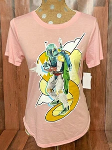 Star Wars - Boba Fett  Womens Pink Graphic Short Sleeve Shirt - Picture 1 of 10