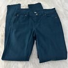 Cache womens blue green skinny jeans jegging 2 deco button EUC