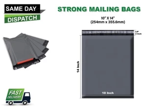 10 x 14 Zoll graue Versandsäcke stark Paket Porto Kunststoffpost Poly selbstversiegelnde Tasche - Bild 1 von 1