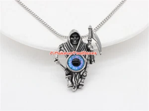 Colgante calavera parca muerte ojo diablo motociclista gótico de acero inoxidable para hombre J705 - Imagen 1 de 5