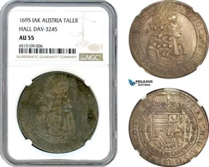 A7/30, Austria, Leopold I, Taler 1695, Hall Mint, Silver, Dav-3245, NGC AU55 - Picture 1 of 1