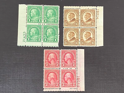 US Stamps-SC# 632 - 634 - Plate Block Of 4 - 632 & 634 MNH,633 MH - SCV = $79.75 - Image 1 of 2