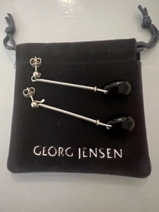 Pendientes Georg Jensen Gota Rocío Plata de Ley con Ónix Negro  - Imagen 1 de 7