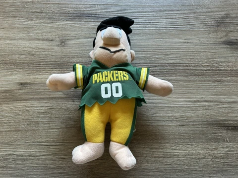 Vintage 1994 Fred Flintstone Green Bay Packers 11” Hanna-Barbera NFL Plush Cover