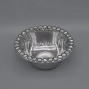 Vintage Beaded Edge Pewter Bowl Metal Catchall Trinket Dish Relief Mexico 4.75" - Picture 1 of 7
