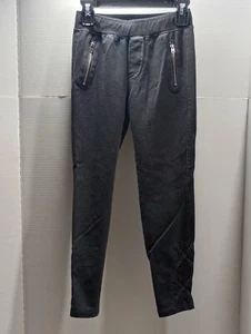 Abercrombie Kids Girls Jeggings Size 7/8 Black Pull On Zipper Pockets X Accents - Picture 1 of 6