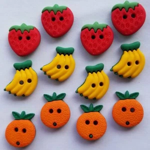 SUMMER FRUIT Craft Buttons Galore Strawberry Orange Banana Picnic Salad Sewing - Picture 1 of 2