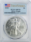 2020 $1 AMERICAN SILVER EAGLE PCGS MS70 FIRST STRIKE