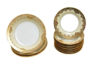 Noritake China Garland Pattern #95633 Hand Painted Cream & Gold  14 Pieces M5178 - Picture 1 of 24