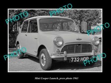 OLD POSTCARD SIZE PHOTO OF MORRIS MINI COOPER CAR LAUNCH PRESS PHOTO 1963