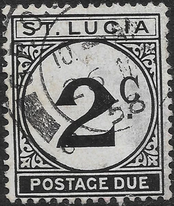 St Lucia 1952 2c sg D7a used Postage Due - Picture 1 of 2