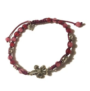 Barong Barong, pulsera flor de lis, lirio bourbon, rosados, elementos plateados, joyas - Imagen 1 de 1
