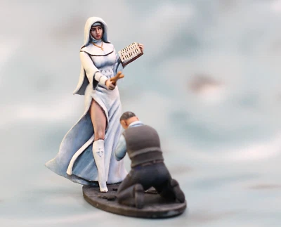 ⭐ Monja y pecador.  Figura 3D miniatura coleccionable de acción .54 mm 1/32 PINTADA⭐ Foto 1 de 4