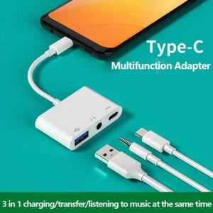 in 1 USB Splitter Type-C to 3.5m Audio Converter Data Transmission OTG Adapter - Picture 1 of 10