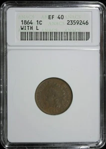 1864 1C (L) Indian Head Cent ANACS EF 40 (2532048) - Picture 1 of 4