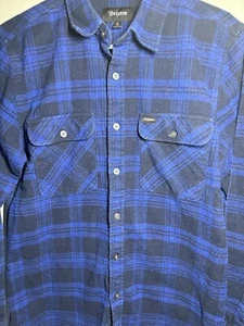 Camisa de franela Brixton para hombre pequeña a cuadros azul manga larga resistente - Imagen 1 de 4