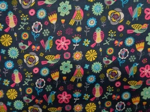Handmade cotton  sheet/ Dark /Blue Birds/Flowers - Picture 1 of 2