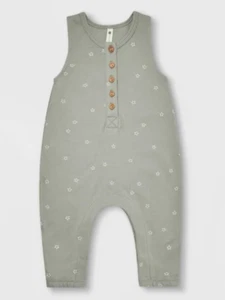 Quincy Mae Organic Cotton Baby Jumpsuit - Olive Green Stars infat 2-3Y Soft Cozy - Picture 1 of 4