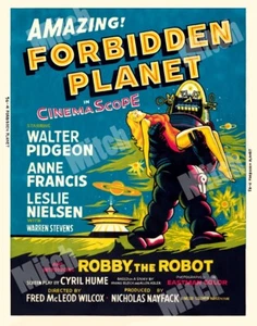 ROBBY LE ROBOT 1956 PLANÈTE INTERDITE - CARTE AFFICHE LOBBY 11 X 14 - Photo 1 sur 1