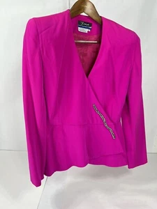 VINTAGE 90s JK NEW YORK Silk Skirt Suit US 10 Wrap Rhinestone Set Ruffle MINT - Picture 1 of 14