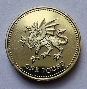 2000 Elizabeth II - PROOF £1 One Pound Welsh Dragon Coin - Mintage 72,469 - Picture 1 of 2