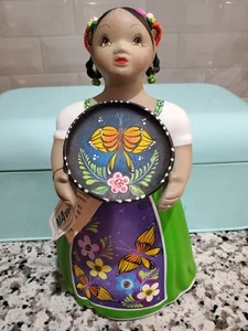 Original Lupita Narvarro Ceramic Lady Figure Mexican Folk Art Colorful W/Tags - Picture 1 of 11